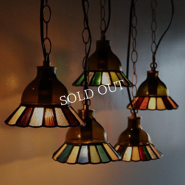 【アンバー】ステンドグラスミニペンダントライト花型｜吊下げ照明・天井照明