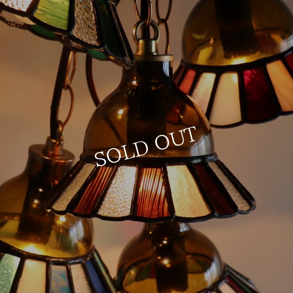 【アンバー】ステンドグラスミニペンダントライト花型｜吊下げ照明・天井照明