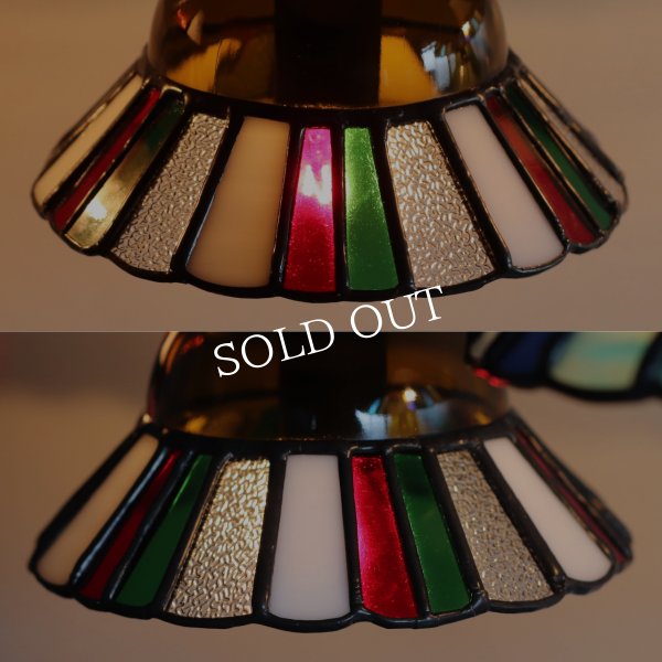 【クリスマスカラー・赤緑白】ステンドグラスミニペンダントライト花型｜吊下げ照明・天井照明