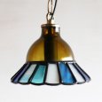 【ブルー】ステンドグラスミニペンダントライト花型｜吊下げ照明・天井照明