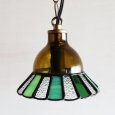 【グリーン】ステンドグラスミニペンダントライト花型｜吊下げ照明・天井照明