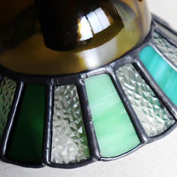 【グリーン】ステンドグラスミニペンダントライト花型｜吊下げ照明・天井照明