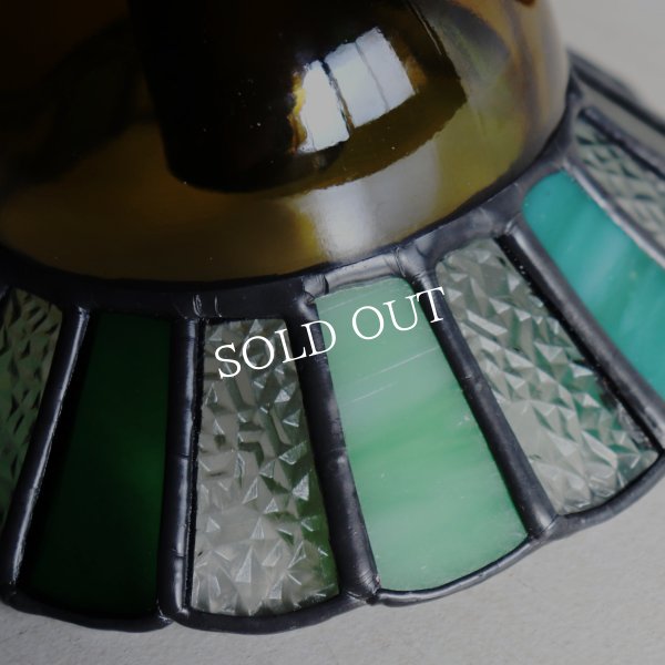 【グリーン】ステンドグラスミニペンダントライト花型｜吊下げ照明・天井照明