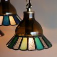 【グリーン】ステンドグラスミニペンダントライト花型｜吊下げ照明・天井照明