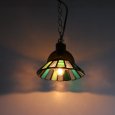 【グリーン】ステンドグラスミニペンダントライト花型｜吊下げ照明・天井照明