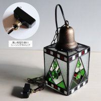 画像2: クリスマスカラー&ヴィンテージプリズムのステンドグラスペンダントライト|天井吊り下げ照明