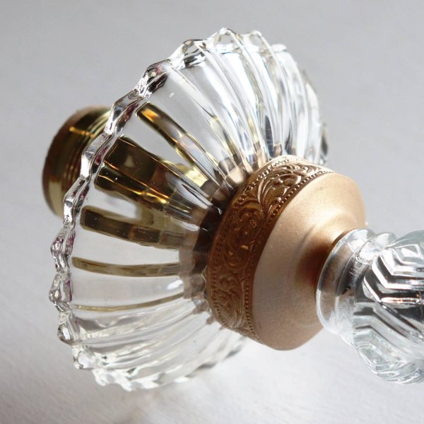 USAヴィンテージホブネイルガラスのミニテーブルライト卓上照明・水色硝子｜カフェランプ