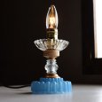 USAヴィンテージホブネイルガラスのミニテーブルライト卓上照明・水色硝子｜カフェランプ