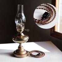 画像2: USAヴィンテージオイルランプスタイルテーブルライト卓上照明|アンティークゴールド・ガラスチムニーハリケーン