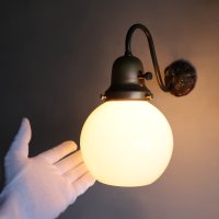 画像3: ヴィンテージミルクガラスブラケットライト｜コロニアル壁付け照明・真鍮古美仕上げ