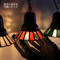 画像3: 氷硝子と浮き模様橙の花灯り｜ヴィンテージガラスとステンドグラスの一点物ペンダントライト
