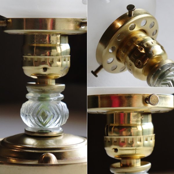 すずらんモチーフ ヴィンテージガラス テーブルランプ｜アンティーク調卓上照明