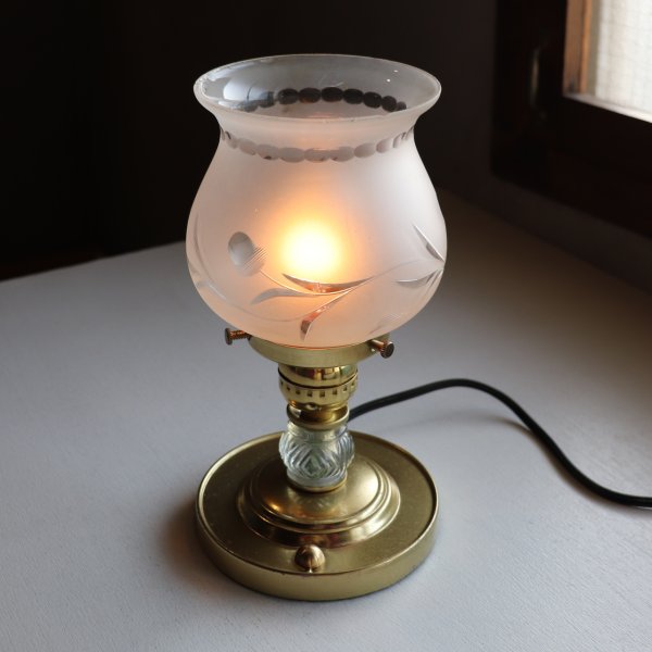 すずらんモチーフ ヴィンテージガラス テーブルランプ｜アンティーク調卓上照明