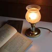 画像1: すずらんモチーフ ヴィンテージガラス テーブルランプ｜アンティーク調卓上照明