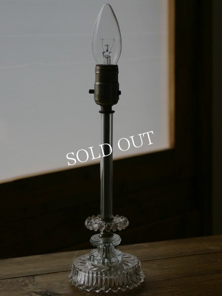 画像3: ヴィンテージガラスランプ照明ライト/ホブネイルクリスタルアンティーク (3)