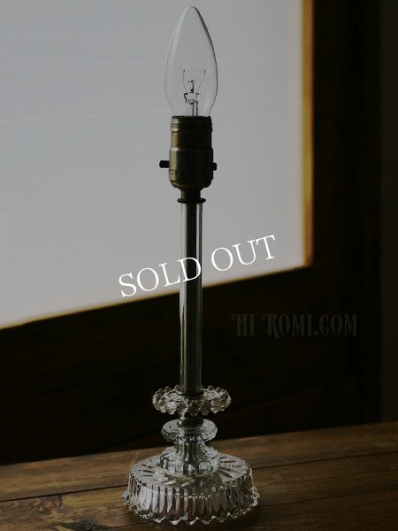 画像7: ヴィンテージガラスランプ照明ライト/ホブネイルクリスタルアンティーク (7)