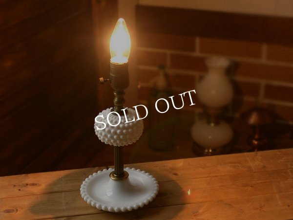 画像6: USAヴィンテージ卓上照明ホブネイルミルクガラス&真鍮のテーブルライト｜アンティークテーブルランプ (6)