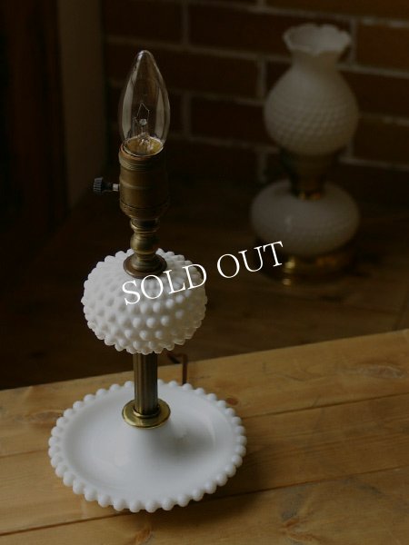 画像2: USAヴィンテージ卓上照明ホブネイルミルクガラス&真鍮のテーブルライト｜アンティークテーブルランプ (2)