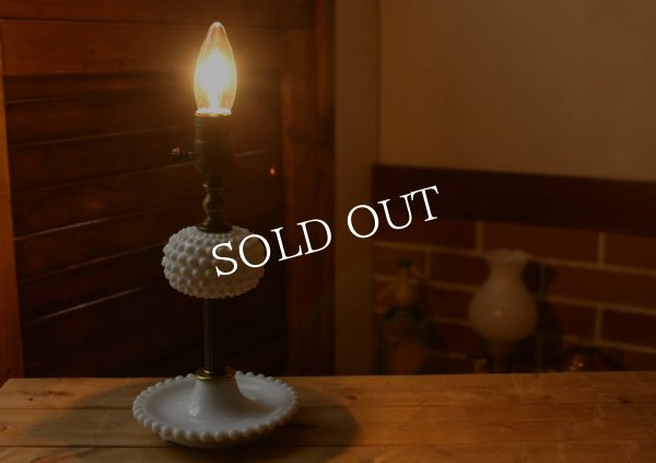 画像5: USAヴィンテージ卓上照明ホブネイルミルクガラス&真鍮のテーブルライト｜アンティークテーブルランプ (5)