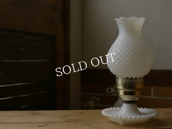 画像5: USAヴィンテージ卓上照明ホブネイルミルクガラス鍵スイッチ付テーブルライト｜アンティークテーブルランプ (5)