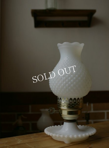画像3: USAヴィンテージ卓上照明ホブネイルミルクガラス鍵スイッチ付テーブルライト｜アンティークテーブルランプ (3)