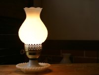 画像3: USAヴィンテージ卓上照明ホブネイルミルクガラス鍵スイッチ付テーブルライト｜アンティークテーブルランプ