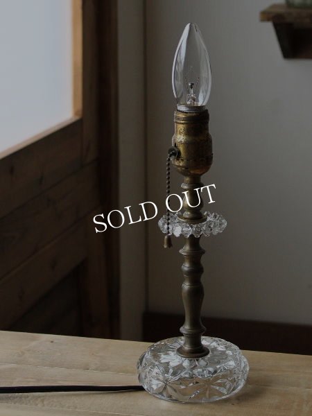 画像2: USAヴィンテージ卓上照明ホブネイル&カットが美しいガラス&真鍮のテーブルランプ｜ヴィクトリアンテーブルライト (2)