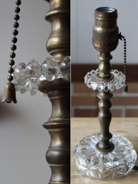 画像2: USAヴィンテージ卓上照明ホブネイル&カットが美しいガラス&真鍮のテーブルランプ｜ヴィクトリアンテーブルライト