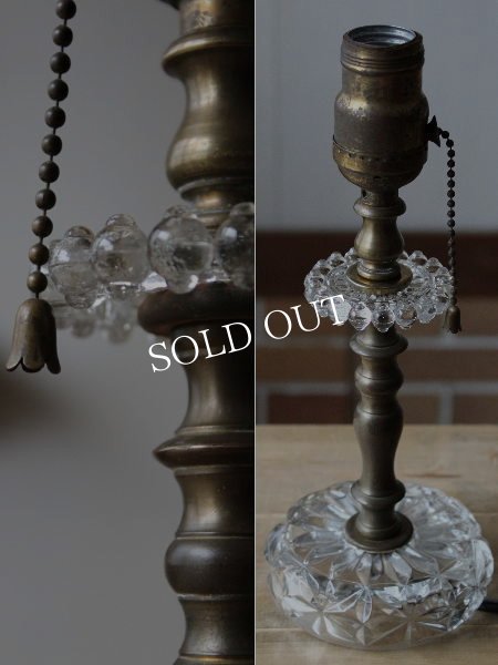 画像3: USAヴィンテージ卓上照明ホブネイル&カットが美しいガラス&真鍮のテーブルランプ｜ヴィクトリアンテーブルライト (3)