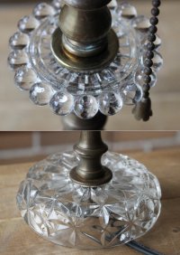 画像3: USAヴィンテージ卓上照明ホブネイル&カットが美しいガラス&真鍮のテーブルランプ｜ヴィクトリアンテーブルライト