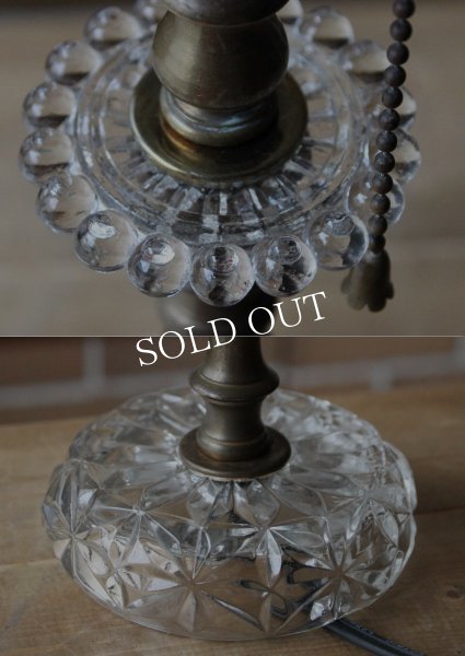 画像5: USAヴィンテージ卓上照明ホブネイル&カットが美しいガラス&真鍮のテーブルランプ｜ヴィクトリアンテーブルライト (5)