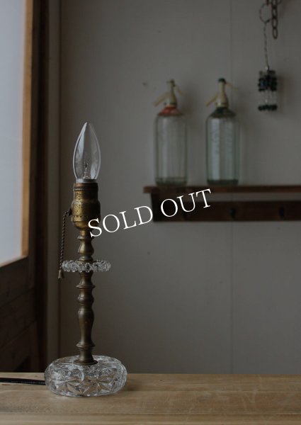 画像7: USAヴィンテージ卓上照明ホブネイル&カットが美しいガラス&真鍮のテーブルランプ｜ヴィクトリアンテーブルライト (7)