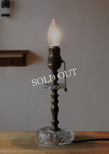 画像8: USAヴィンテージ卓上照明ホブネイル&カットが美しいガラス&真鍮のテーブルランプ｜ヴィクトリアンテーブルライト (8)