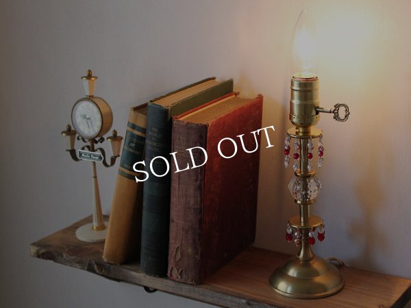 画像6: チェコビーズ付ヴィンテージ鍵型スイッチ・ガラス&真鍮のテーブルランプ｜アンティークヴィンテージ卓上照明テーブルライト (6)