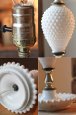 画像5: USAアメリカンヴィンテージミルクガラス製ホブネイルテーブルライト｜卓上照明テーブルランプ (5)