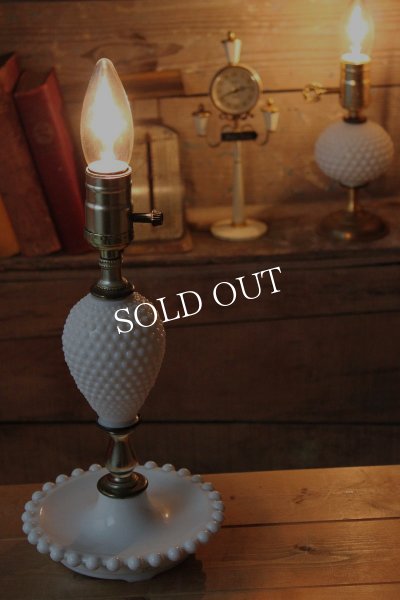 画像3: USAアメリカンヴィンテージミルクガラス製ホブネイルテーブルライト｜卓上照明テーブルランプ (3)