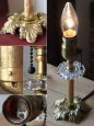 画像5: USAヴィンテージ卓上照明ホブネイルガラス&花柄レリーフの真鍮テーブルランプ｜ヴィクトリアンライト (5)