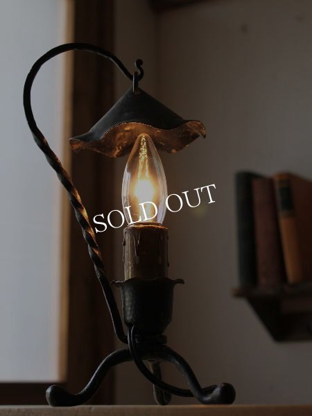 画像2: USAヴィンテージ卓上照明アイアン製キャンドルテーブルランプ｜鉄製蝋台テーブルライトアメリカンカントリー (2)