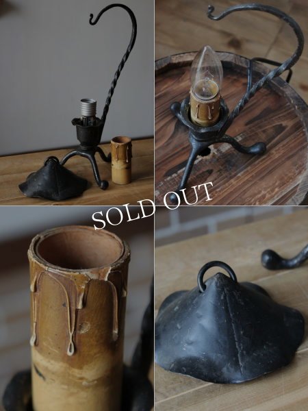 画像7: USAヴィンテージ卓上照明アイアン製キャンドルテーブルランプ｜鉄製蝋台テーブルライトアメリカンカントリー (7)