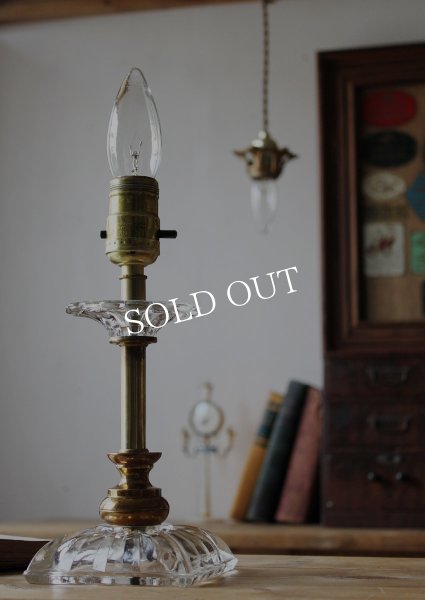 画像4: USAヴィンテージ卓上照明カットが美しいスクエアガラス&真鍮のテーブルランプ｜ヴィクトリアンテーブルライト (4)
