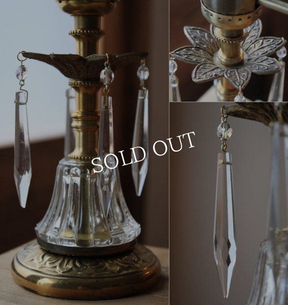 画像7: USAヴィンテージ卓上照明アロープリズム付真鍮製ミニテーブルライト｜ヴィクトリアンランプシャンデリア槍型ドロップ (7)