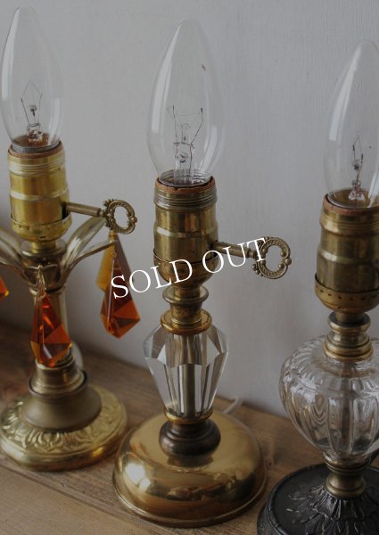 画像6: USAヴィンテージ卓上照明鍵付クリスタルカットガラスの真鍮製テーブルランプ｜オールドアメリカンヴィクトリアンライト真鍮 (6)
