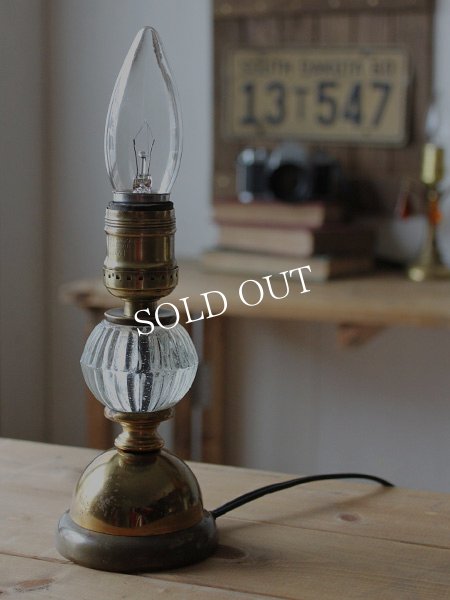 画像3: USAヴィンテージ卓上照明レトロな気泡ガラスと真鍮のテーブルランプ｜オールドアメリカンアンティークライト真鍮 (3)