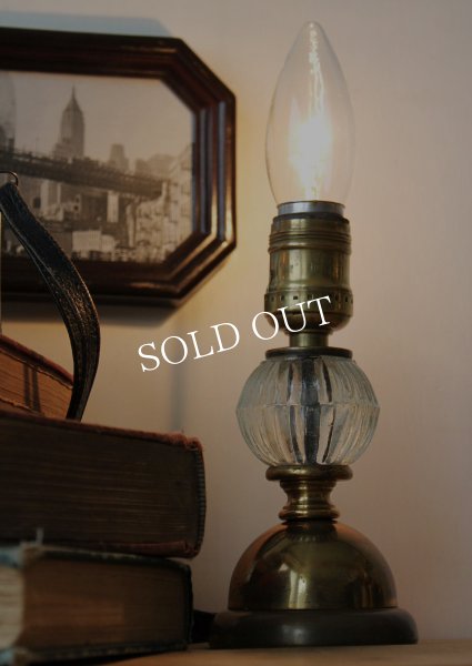 画像5: USAヴィンテージ卓上照明レトロな気泡ガラスと真鍮のテーブルランプ｜オールドアメリカンアンティークライト真鍮 (5)