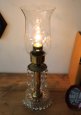 画像3: USAアメリカンヴィンテージ葡萄模様ガラスチムニー・プリズム付真鍮テーブルライト｜卓上照明ハリケーンランプ (3)