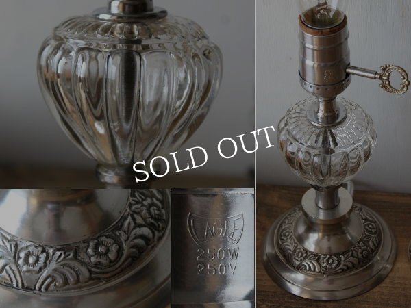 画像8: USAヴィンテージ卓上照明鍵&ガラス飾り付ヴィクトリアンテーブルランプ｜オールドアメリカンライト真鍮 (8)