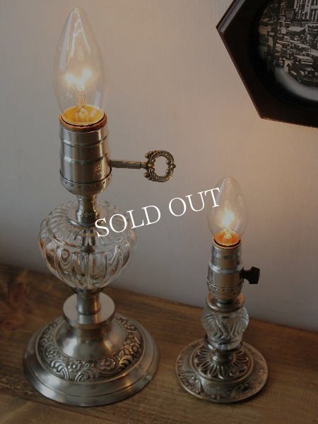 画像3: USAヴィンテージ卓上照明鍵&ガラス飾り付ヴィクトリアンテーブルランプ｜オールドアメリカンライト真鍮 (3)
