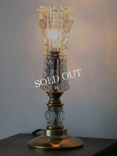 画像4: USAヴィンテージ卓上照明カットガラスゴブレット型テーブルライト｜60'sミッドセンチュリーアンティークランプ (4)
