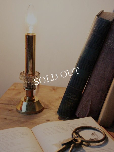 アンティークキャンドルランプ｜ガラス飾りとキャンドルのミニ卓上照明ライト