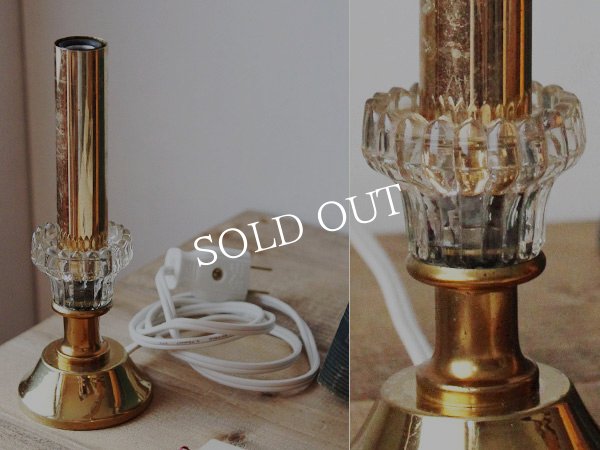 アンティークキャンドルランプ｜ガラス飾りとキャンドルのミニ卓上照明ライト